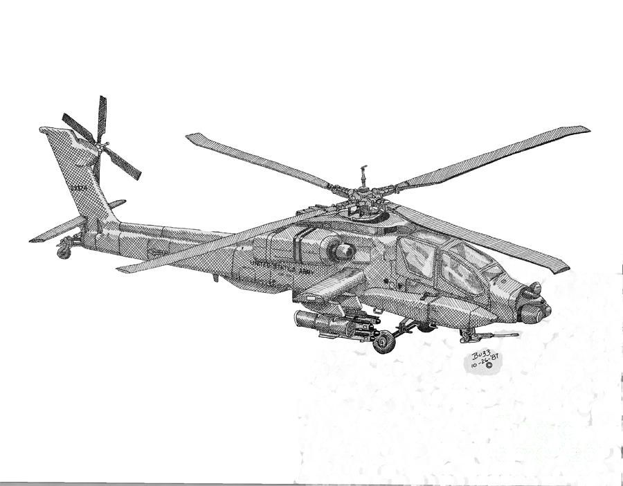900x702 apache helicopter drawing - Helicopter Drawing