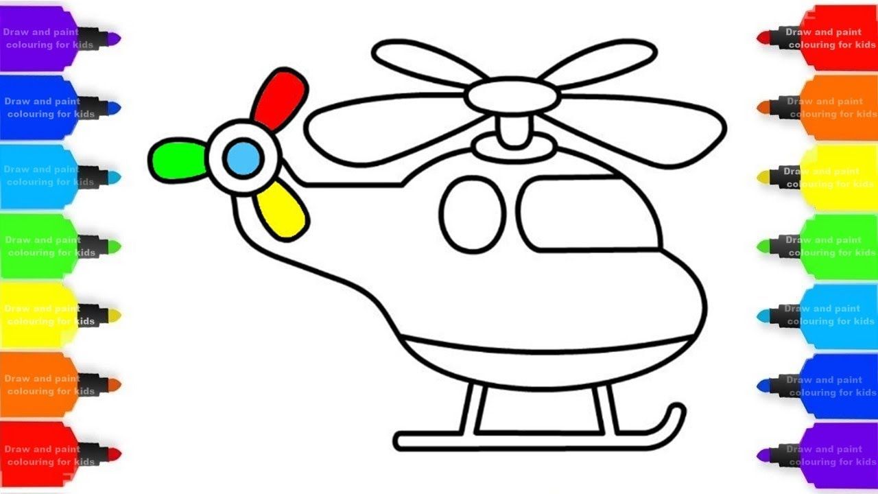 1280x720 Helicopter Drawing For Kids Coloring Pages For Children Learn - Helicopter Drawing For Kids