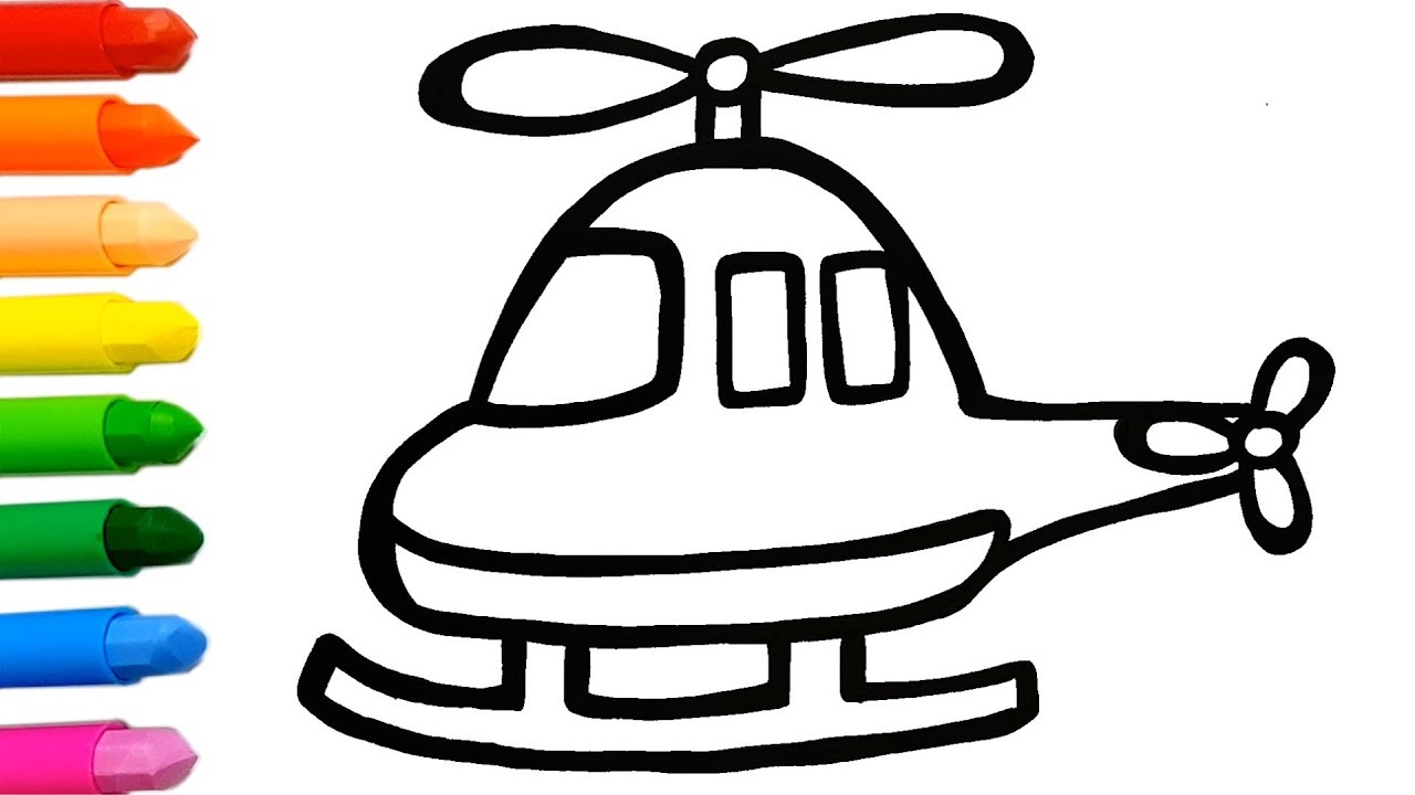1280x720 Helicopter Coloring And Drawing Learn Colors For Kids Jolly Toy - Helicopter Drawing For Kids