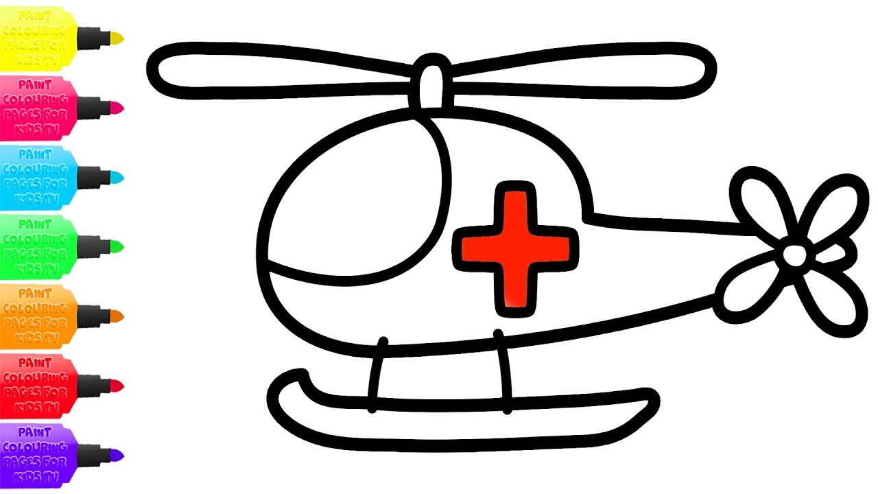 1280x720 how to draw ambulance helicopter drawing and coloring for kids - Helicopter Drawing For Kids