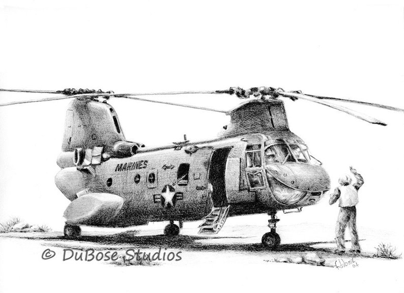 794x577 Marine Ch Helicopter Drawing Etsy - Helicopter Drawing Images