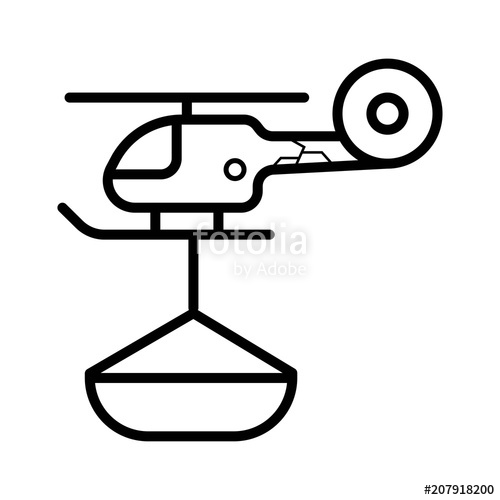 500x500 Helicopter Vector Line Icon Isolated On White Background - Helicopter Line Drawing