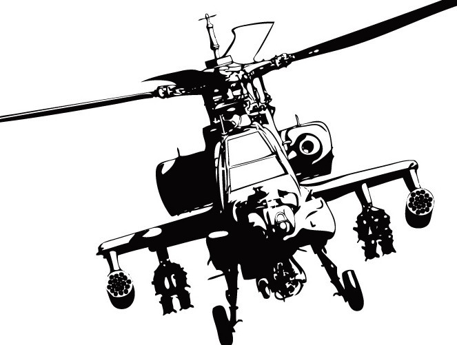 663x501 vector apache helicopter - Helicopter Line Drawing