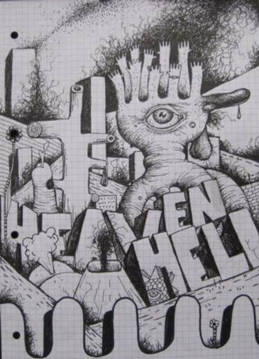 375x520 Heaven And Hell Drawing - Hell Drawing