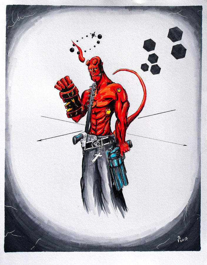 704x900 hellboy drawing - Hellboy Drawing