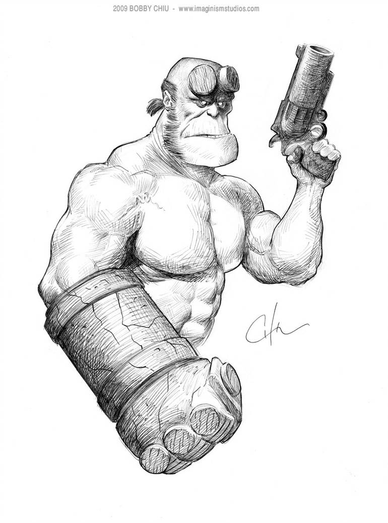 770x1038 hellboy drawing - Hellboy Drawing