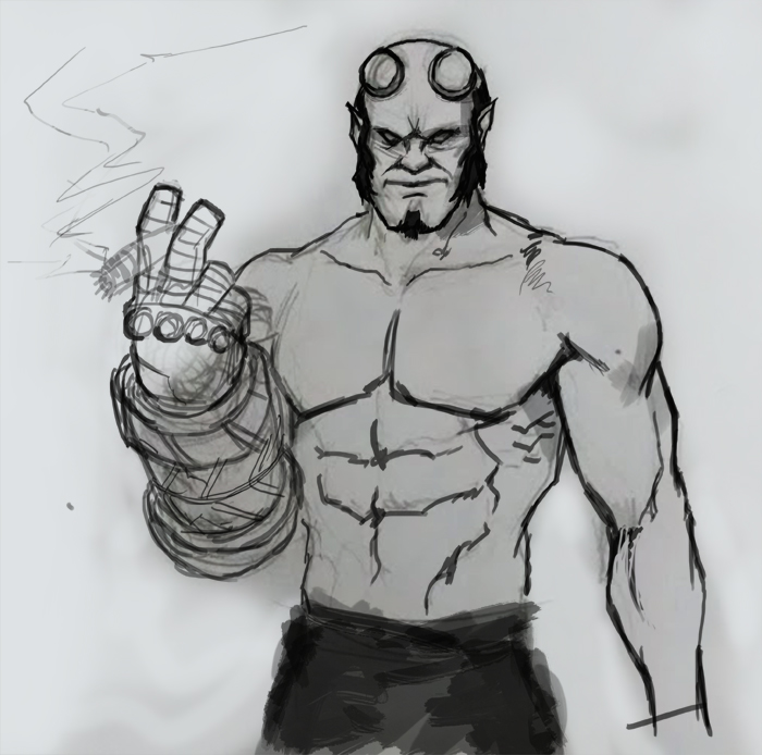700x694 how to draw hellboy - Hellboy Drawing