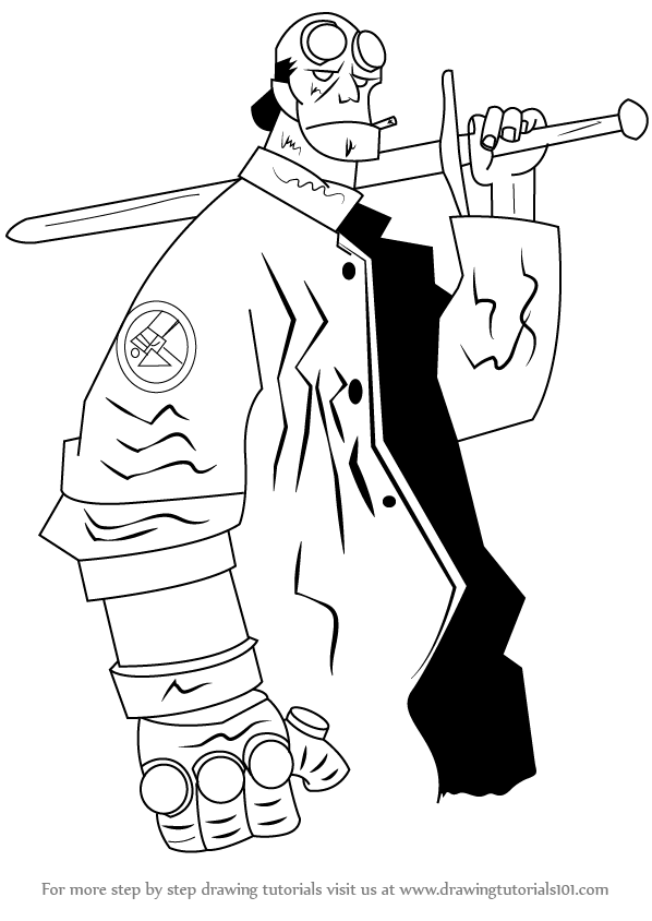 598x844 learn how to draw hellboy - Hellboy Drawing