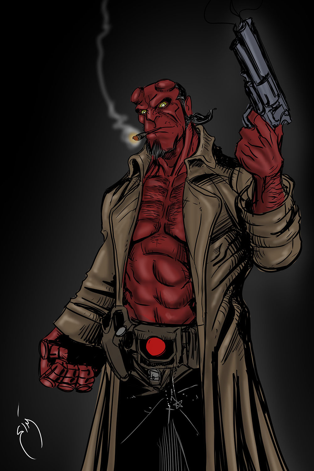 1000x1500 simon sim pothier - Hellboy Drawing