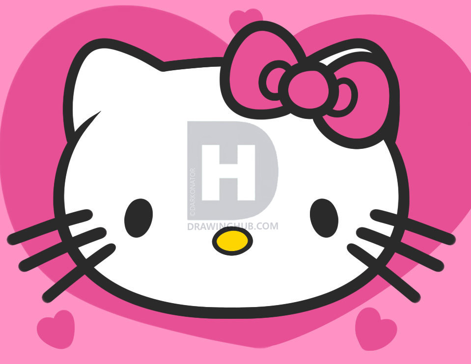 959x741 How To Draw Hello Kitty For Kids, Step - Hello Drawing