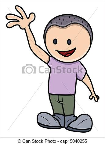 344x470 Happy Kid Saying Hello Drawing Art Of Funny Happy Cartoon Boy - Hello Drawing