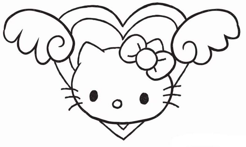 800x480 how to draw hello kitty love heart with wings - Hello Kitty Cartoon Drawing