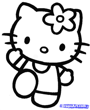 300x367 How To Draw Hello Kitty, Step - Hello Kitty Cartoon Drawing