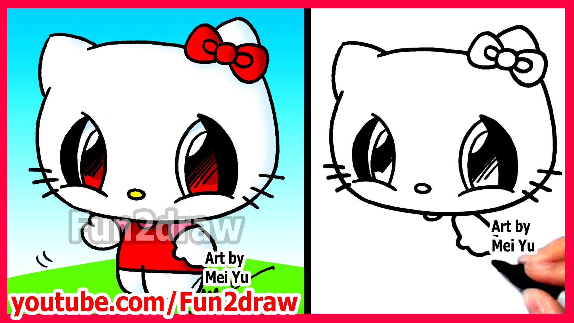 1920x1080 How To Draw Cartoon Characters Hello Kitty Easy - Hello Kitty Drawing For Kids