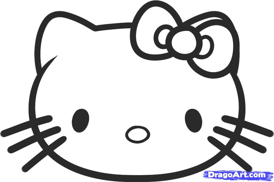 916x608 How To Draw Hello Kitty For Kids, Step - Hello Kitty Drawing For Kids