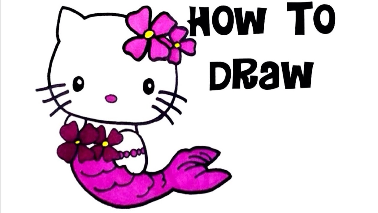 1280x720 How To Draw A Hello Kitty Mermaid For Kids Drawing Painting Baby - Hello Kitty Drawing For Kids