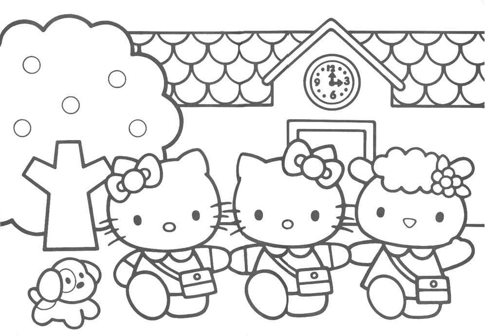 996x691 Coloring Pages Hello Kitty Free Printable For Kids - Hello Kitty Drawing For Kids
