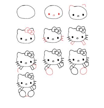 344x357 How To Draw Hello Kitty Step - Hello Kitty Drawing Step By Step