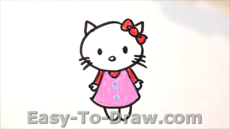 458x258 How To Draw A Cartoon Kitty Cat - Hello Kitty Drawing Step By Step