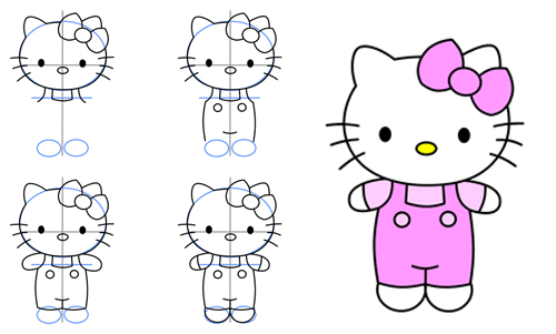 500x301 How To Draw Hello Kitty - Hello Kitty Drawing Step By Step