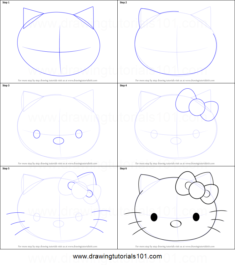 751x846 How To Draw Hello Kitty Face Printable Step - Hello Kitty Drawing Step By Step