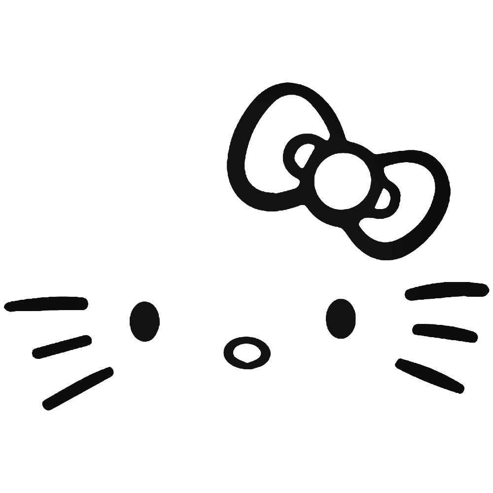 1000x1000 Hello Kitty Face Bow Tie Vinyl Decal Sticker - Hello Kitty Face Drawing