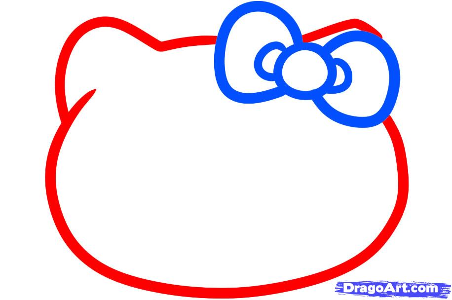 916x608 Step How To Draw Hello Kitty For Kids - Hello Kitty Face Drawing