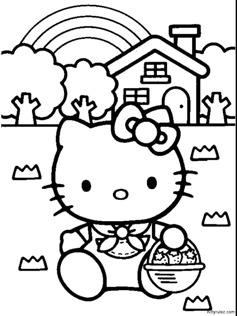 768x1024 Hello Kitty Drawing Black And White - Hello Kitty Face Drawing