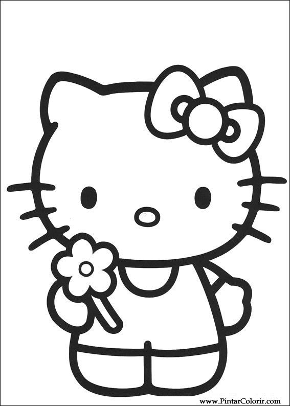 567x794 Drawings To Paint Colour Hello Kitty - Hello Kitty Line Drawing