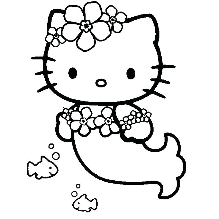 736x736 Coloring Pages Hello Kitty Mermaid Great Free Clipart - Hello Kitty Line Drawing