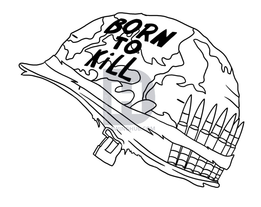 905x720 How To Draw Full Metal Jacket Helmet, Step - Helmet Drawing