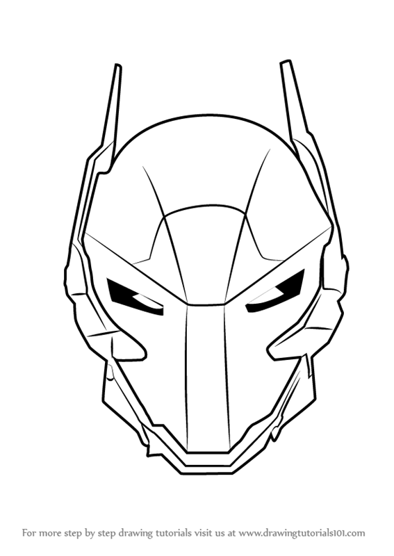 567x800 Learn How To Draw Arkham Knight Helmet From Batman - Helmet Drawing