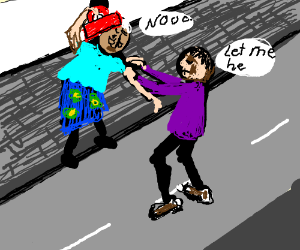 300x250 helping old people cross the road sucks drawing - Helping People Drawing