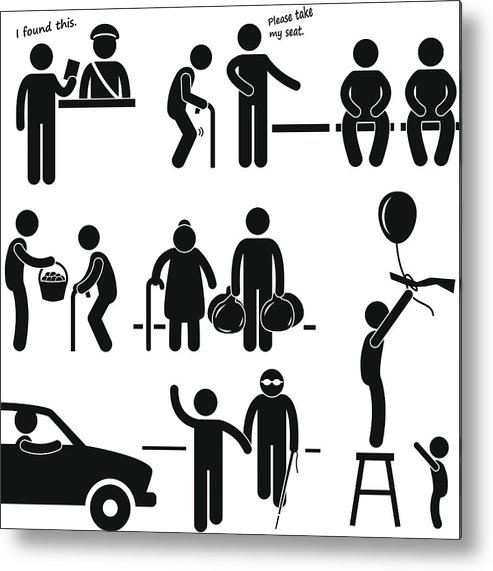 493x571 kind good hearted man helping people pictogram metal print - Helping People Drawing