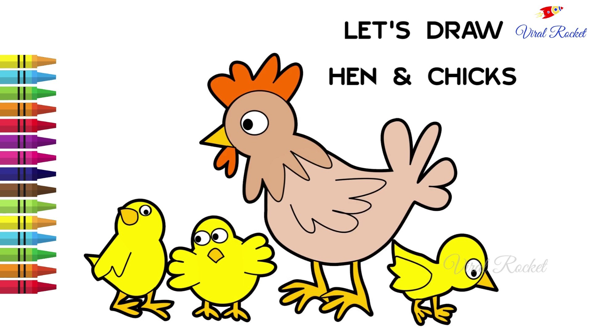 1920x1080 hen and chicks colouring and drawing for kids hen drawing - Hen And Chicks Drawing