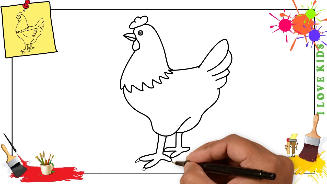 1280x720 How To Draw A Chicken - Hen And Chicks Drawing