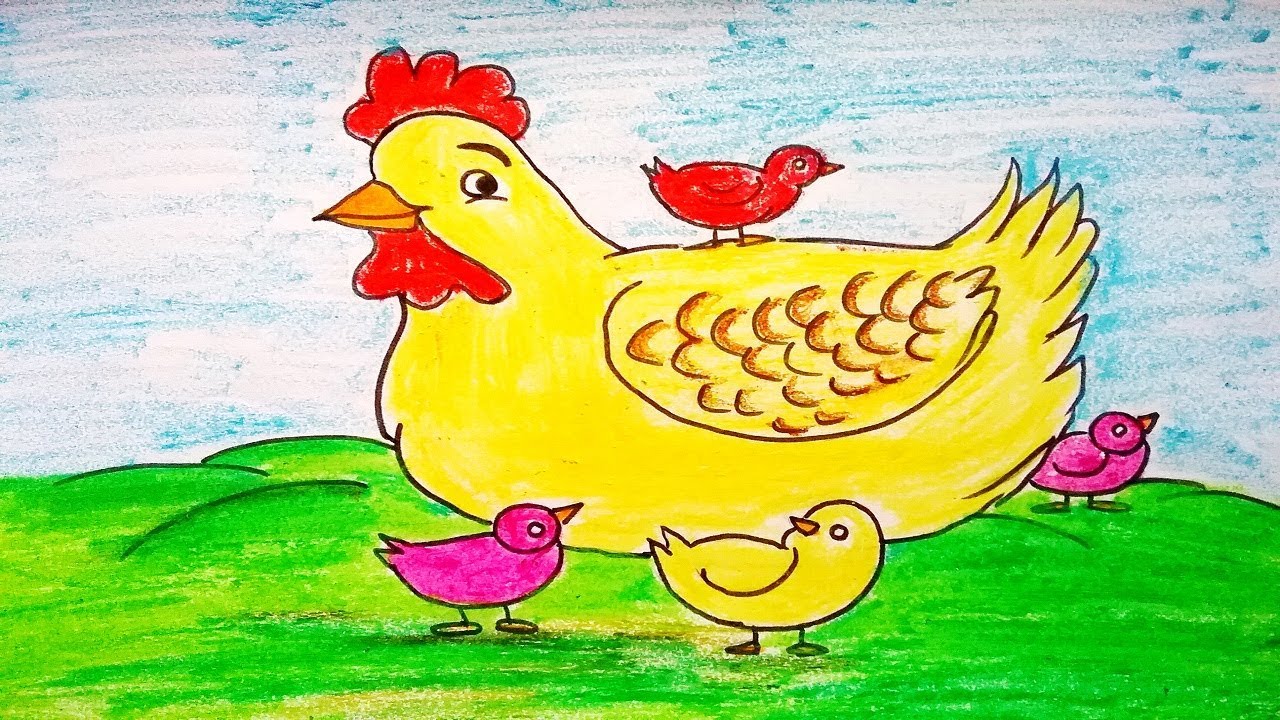 Hen And Chicks Drawing at PaintingValley.com | Explore collection of ...