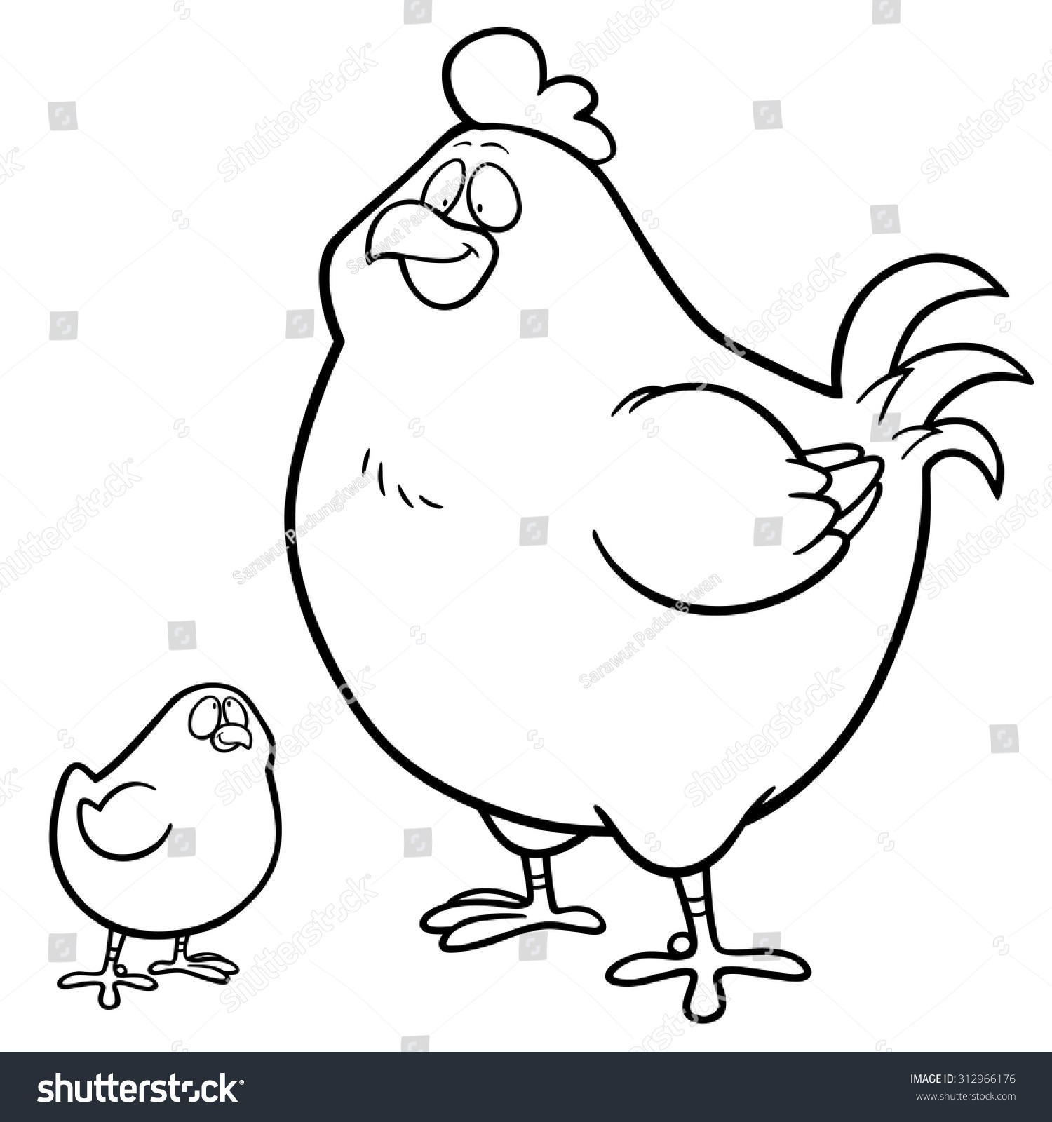 1500x1600 mother hen and chicks coloring - Hen And Chicks Drawing