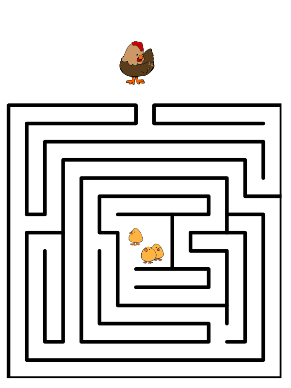 600x800 Wikijuniormaze And Drawing Bookhen And Chicks In A Labyrinth - Hen And Chicks Drawing