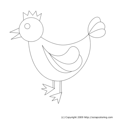 380x399 Hen Coloring Page - Hen Drawing For Kid