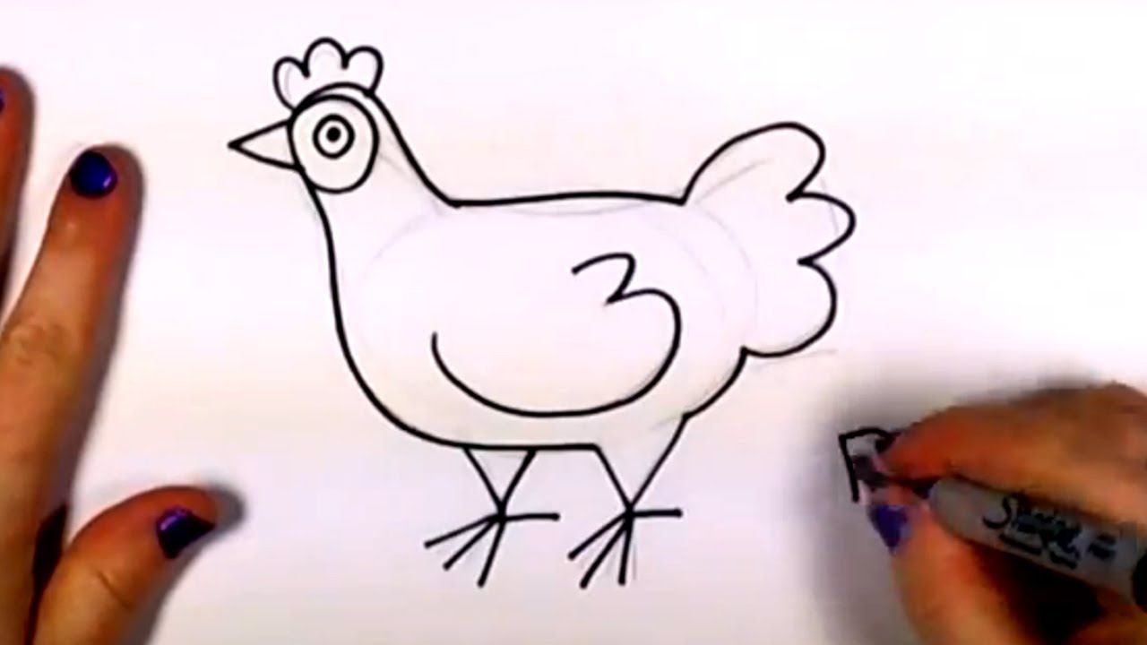 1280x720 How To Draw A Chicken Step - Hen Drawing For Kid