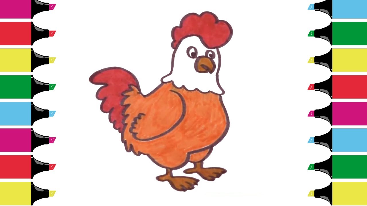 1280x720 Learning Colors For Kids - Hen Drawing For Kid