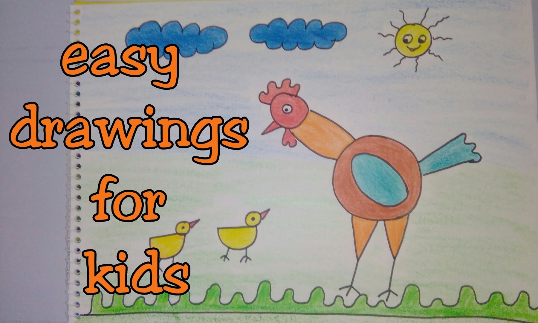 1800x1080 Drawing Tutorial Step - Hen Drawing For Kid