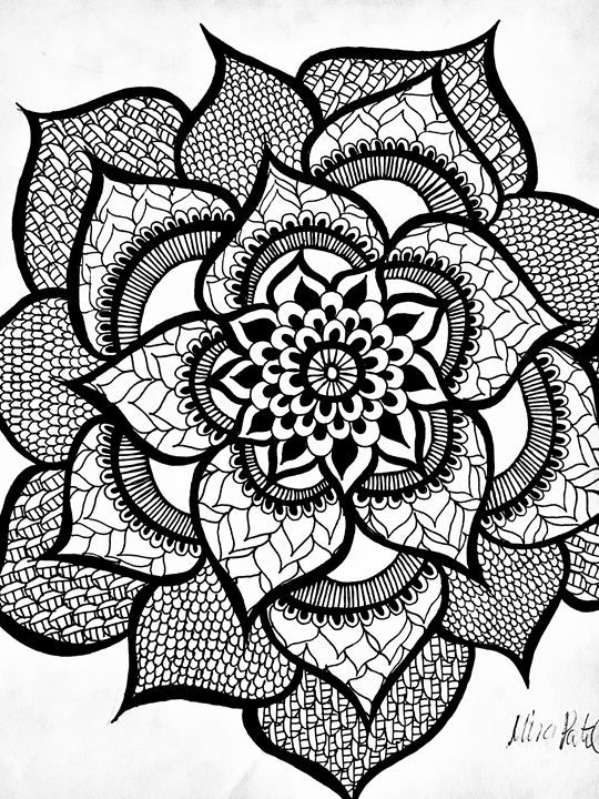 540x720 Front Facing Henna Flower - Henna Drawings