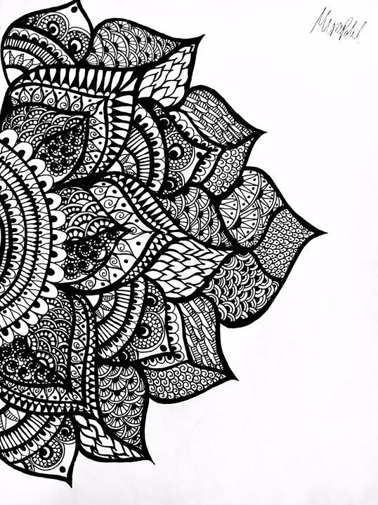 538x720 Left Side Henna Flower - Henna Drawings