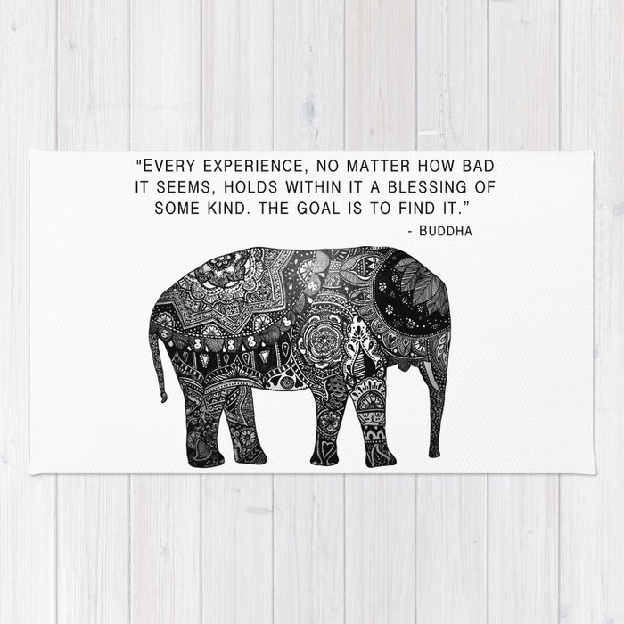 700x700 Buddha Quote With Henna Elephant Rug - Henna Elephant Drawing