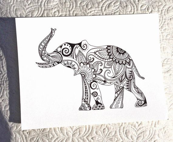 570x470 hand drawn henna style elephant mehndi style designs henna - Henna Elephant Drawing