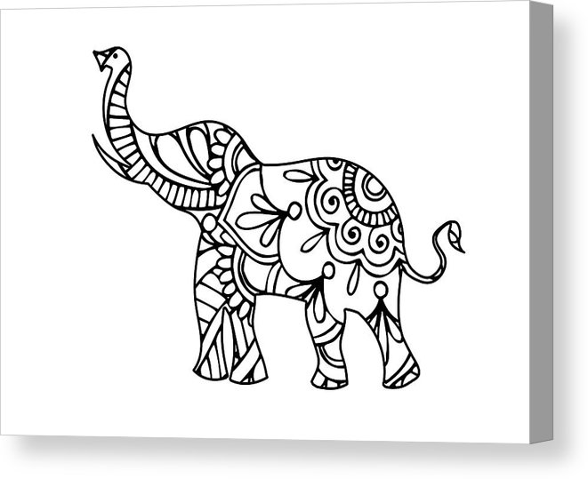 661x539 Henna Elephant Canvas Print Canvas Art - Henna Elephant Drawing