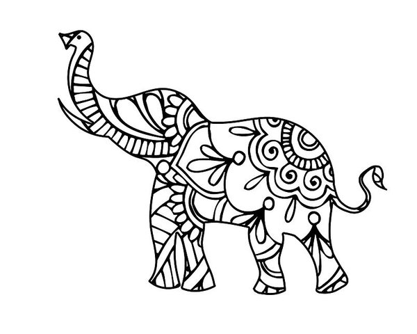 600x480 Henna Elephant Poster - Henna Elephant Drawing