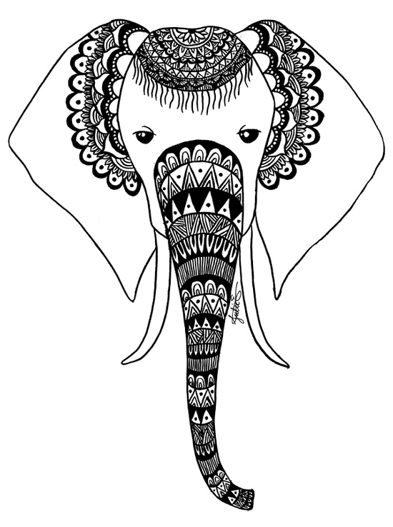 550x738 Drawing Prints Henna For Free Download - Henna Elephant Drawing
